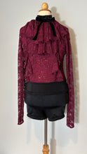 Load image into Gallery viewer, Deep Red Ruffle Unitard