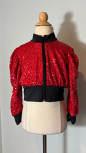 Load image into Gallery viewer, Red Sequin Crop Jacket