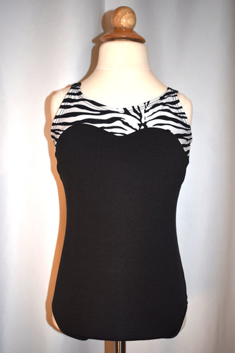 Black Cami Leotard with Zebra Accent