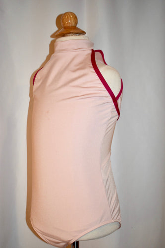 Mariia Pink Halter Leotard with Mock Neck