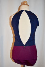 Load image into Gallery viewer, Mariia Navy Blue and Burgundy High Neck Leotard