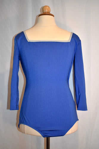 Royal Blue with Steel Trim Half Sleeve Leotard