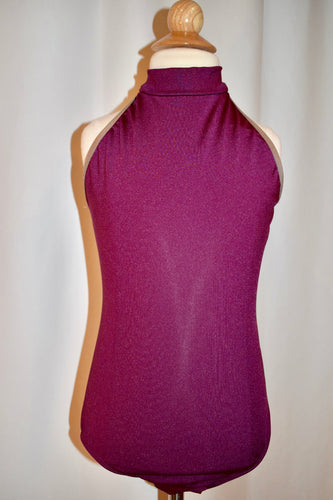 Mariia Burgundy Mock Neck Halter Leotard
