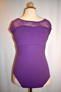 Purple Leotard with Lace Shoulders and Back