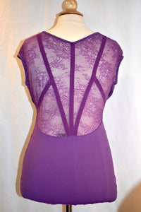 Purple Leotard with Lace Shoulders and Back