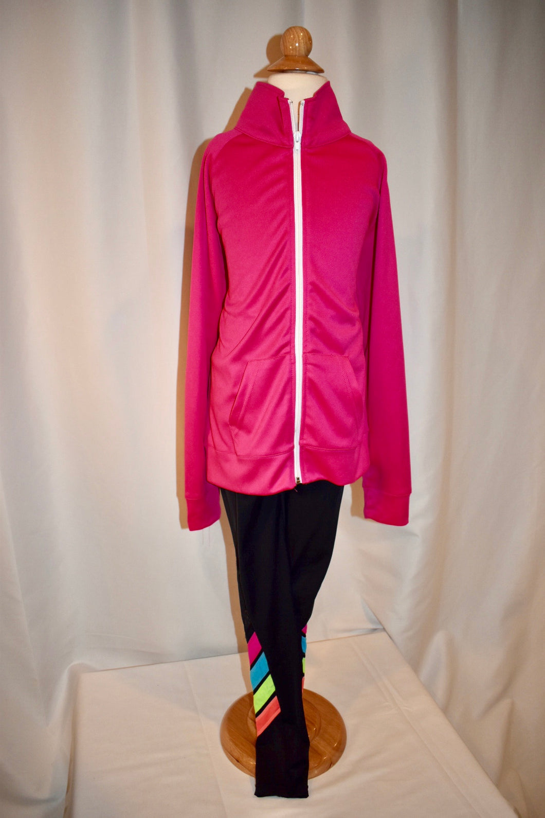 'Sporty Neon Stripe Leggings with Jacket'