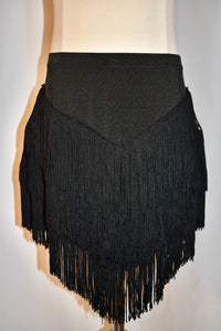 Black Angled Fringe Skirt