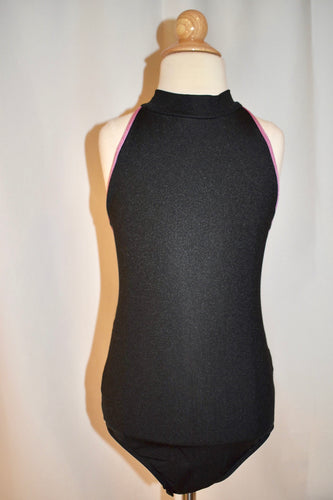 Black Mock Neck Halter Leotard
